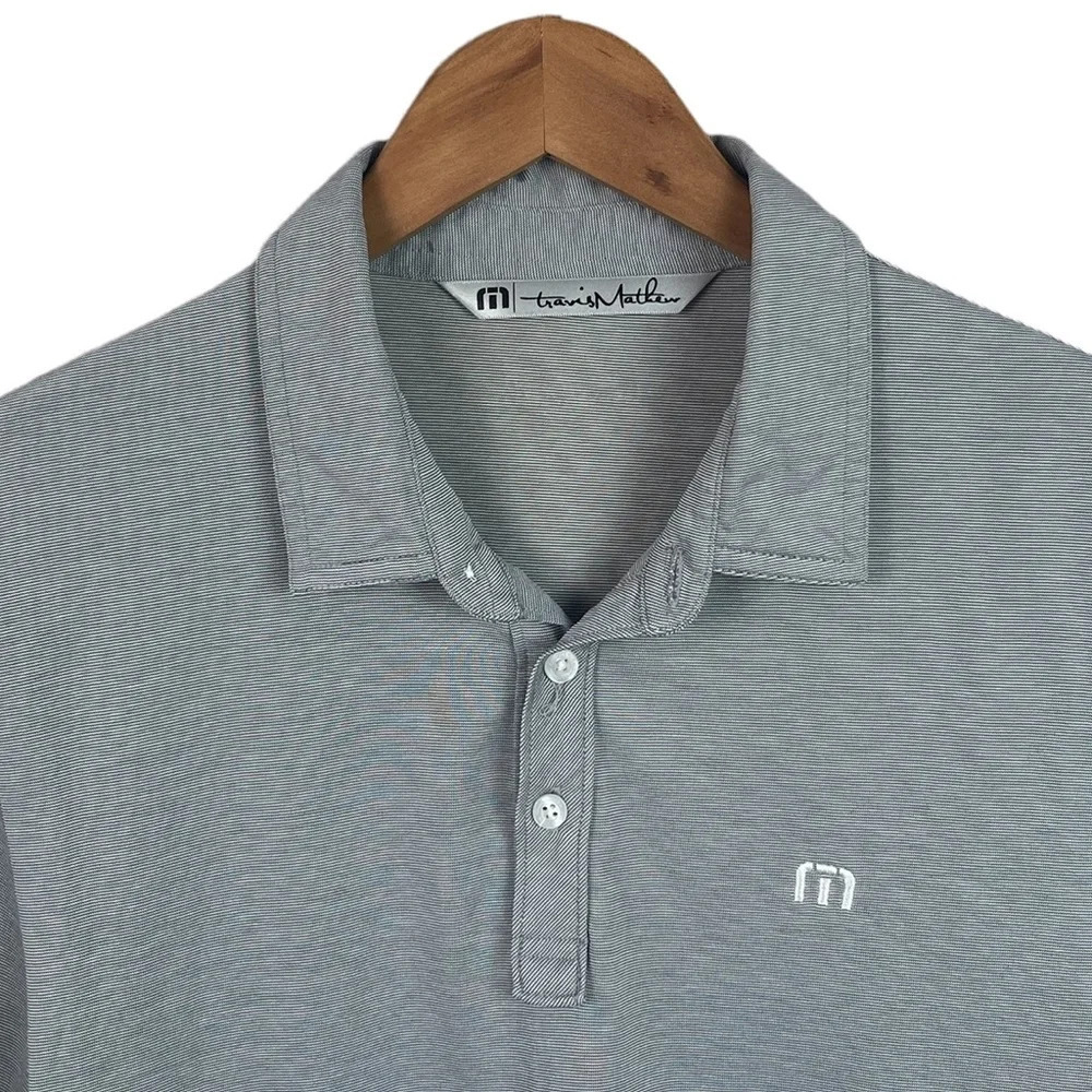 PO78 Mens Travis Mathew Golf Brand Micro stripe Pima Cotton Polo Shirt M - Picture 3 of 6